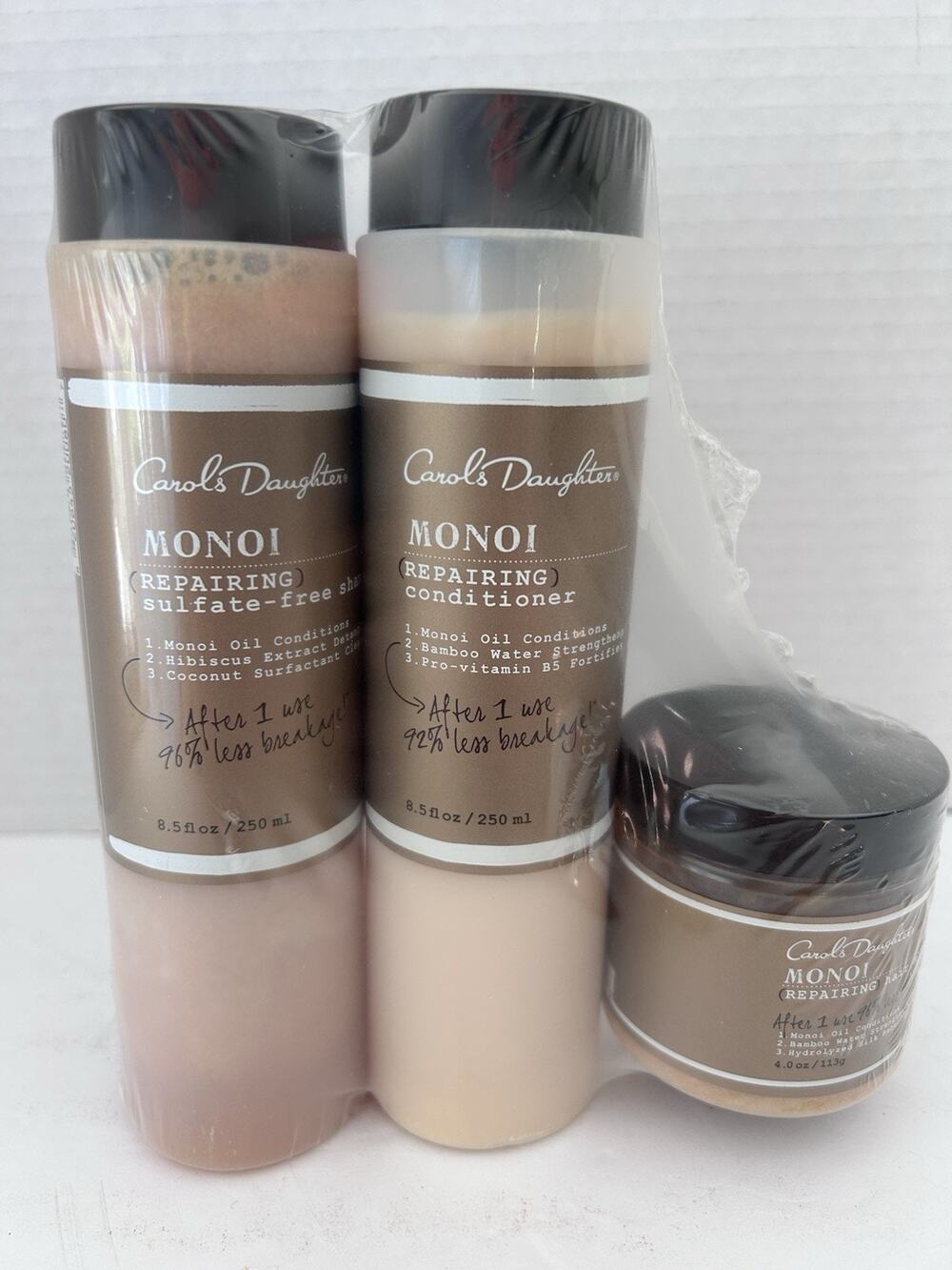 CAROL'S DAUGHTER Monoi REPAIRING Shampoo Conditioner Hair Mask Set - NEW Sealed